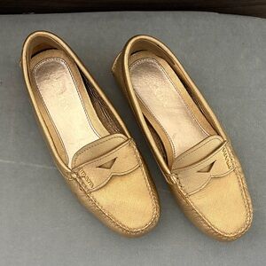 Prada Metallic Gold Loafers